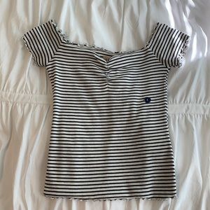 Hollister size small black and white striped shirt